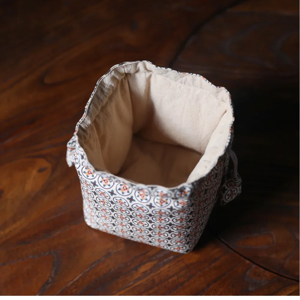 Cotton Ceramic Cup Storage Bag Rustic Multifunctional Collection Drawstring Bags Medium Portable Travel Tea Jewellery Organizer