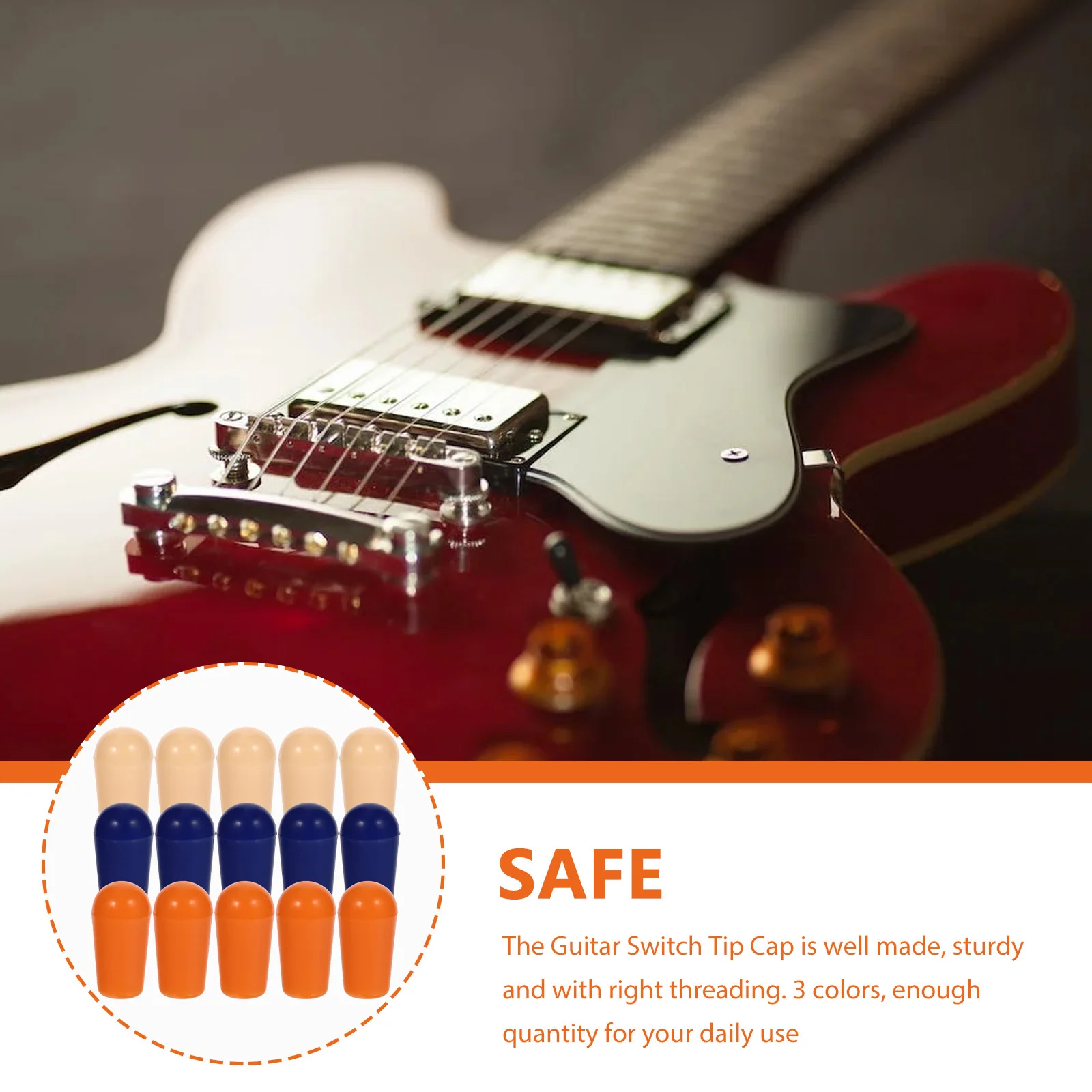 

15Pcs Electric Guitar Toggle Caps 3 Colors Threaded Durable Replacement Switch Accessories Guitar Parts Toggle Tip Knob