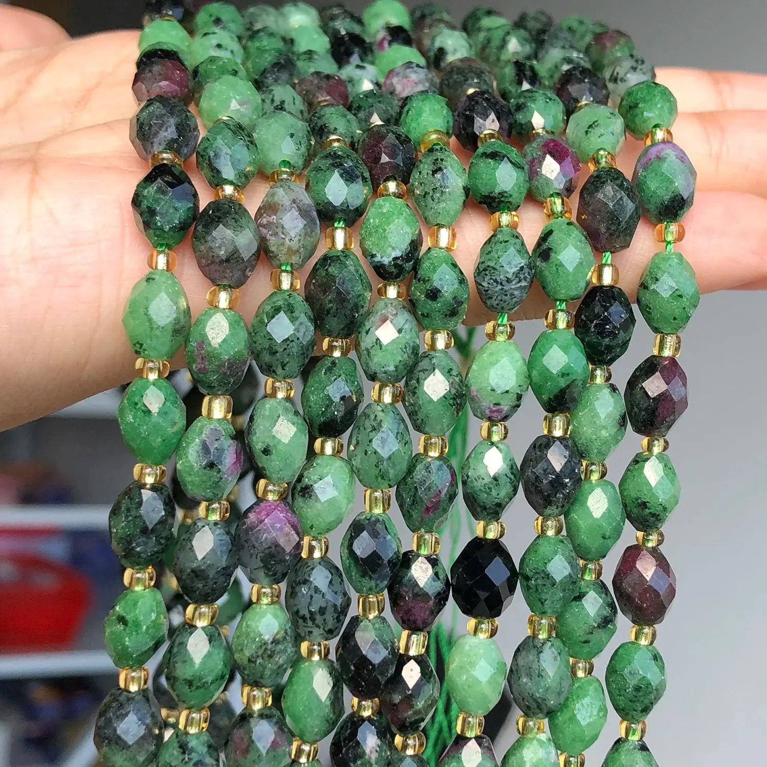 8x7mm Faceted Oval Stone Beads Natural Epidote Zoisite Spacer Bead For Jewelry Making Diy Bracelet Necklace Accessories 7.5''