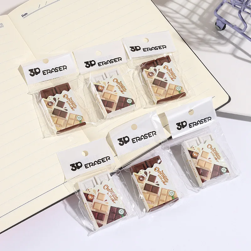 1Pcs Chocolate Design Eraser Cartoon Student Painting Writing Pencil Eraser Stationery Gift School Office Supplies