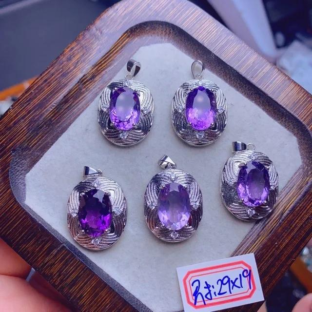 1pcs Natural Amethyst Firework Cut Inlay Pendant Charms for DIY Bracelet Necklace Jewelry Making Wholesale 29x19mm
