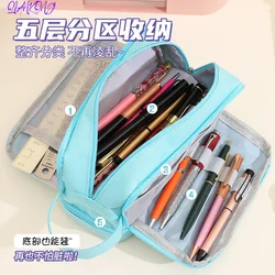 New Compartment Purple Large School Pencil Case Pen Bag Student Pencil Cases Cosmetic Bag Stationery Organizer Gift for Children