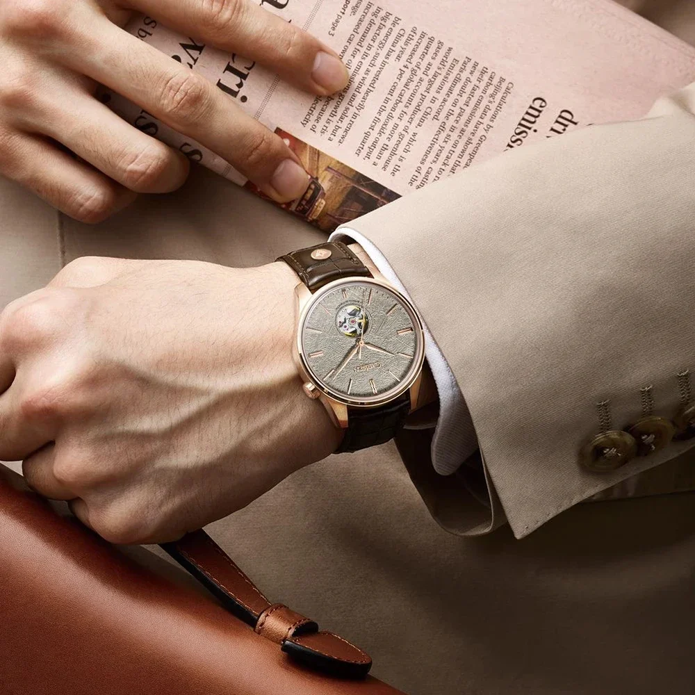 Cadisen Per Orologio Da Uomo Meteorite Miyota Movimento Scheletro Meccanico Automatico Maschile Orologio Da Polso Casual Zaffiro 5atm Impermeabile