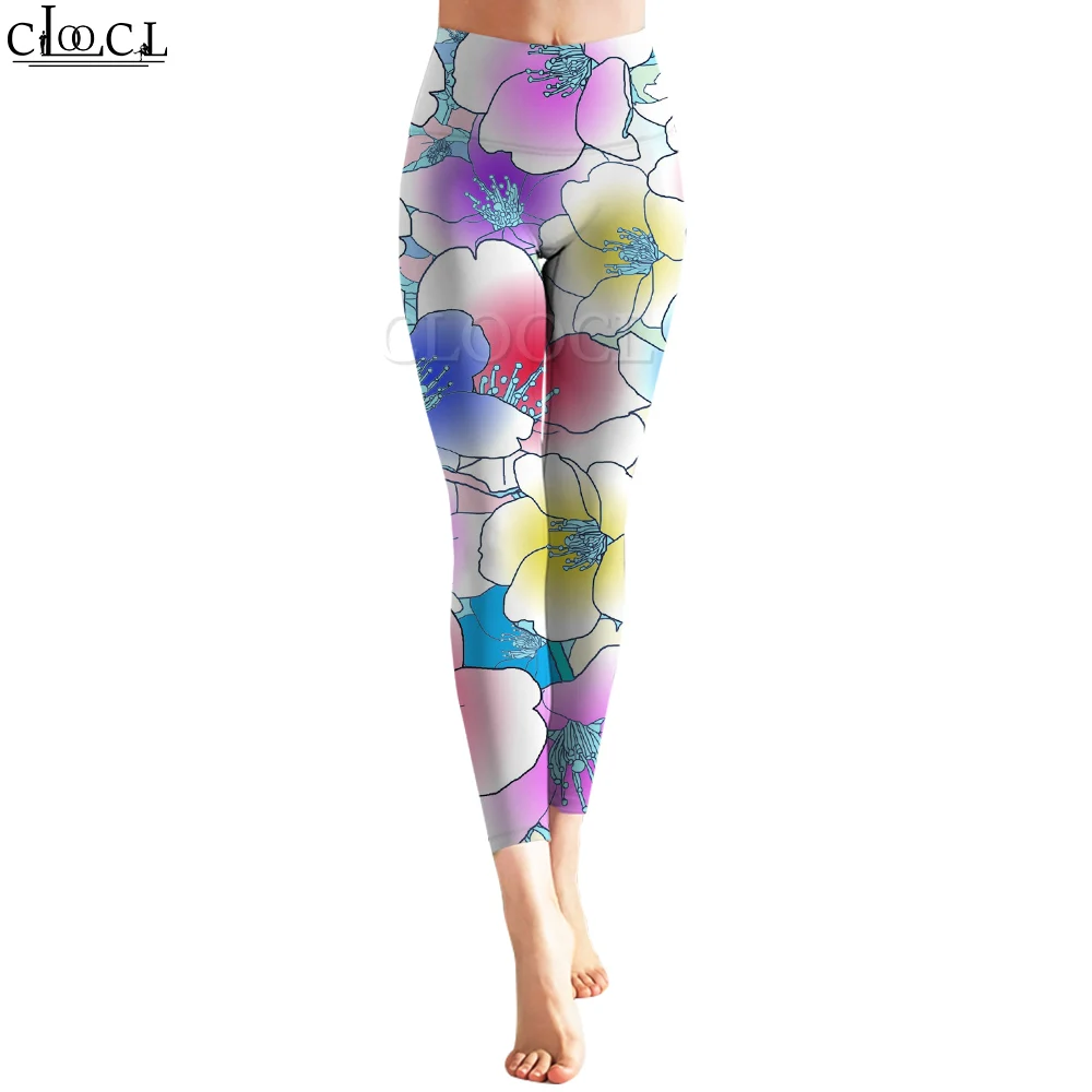 CLOOCL New Women Legging Watercolor Flowers Pattern 3D Printed Trousers High Waist Stretch Fitness Leggings Exercise Shaping