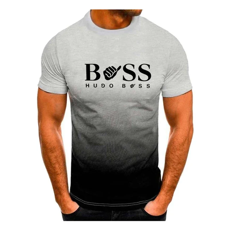 Kinder-T-Shirt Herrenbekleidung: Kurzarm-T-Shirt mit Farbverlauf-Druck, trendige Herrenmode, schnelltrocknendes Fitness-Oberteil, passende Familienoutfits. – Detail 11