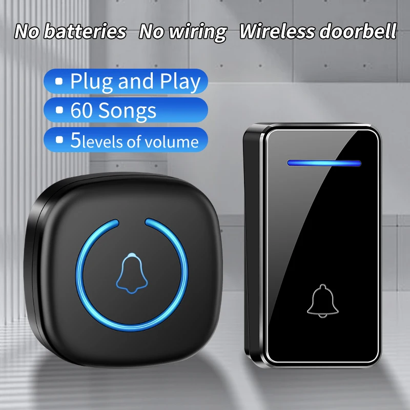 

CACAZI открытый Добро пожаловать в дом автономный беспроводной дверной звонок водонепроницаемый 150 м пульт дистанционного управления без батареи кнопка приемник кольцо для вызова США ЕС новый