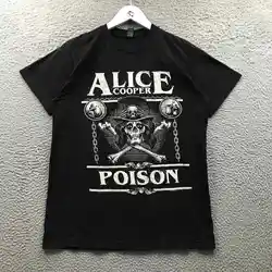 Camiseta con estampado de Alice Cooper Poison para hombre, camisa de manga corta con cuello redondo, color negro, M