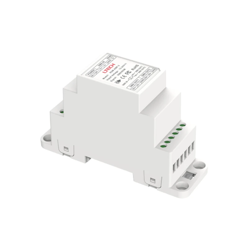 LTECH Din Rail LED DMX Power Repeater 12V Input DMX512 Penguat Sinyal 1 Sampai 2 Output DMX Hub Splitter DMX/RDM Power Repeater