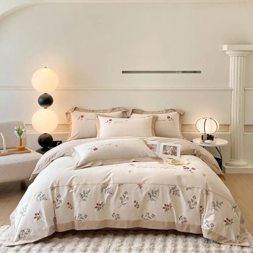 

4pcs High-end Sense A 200 Pieces Thickened Cotton Brushed Cotton Sheets Autumn And Winter Quilt Cover New Bedding200X230 220X240