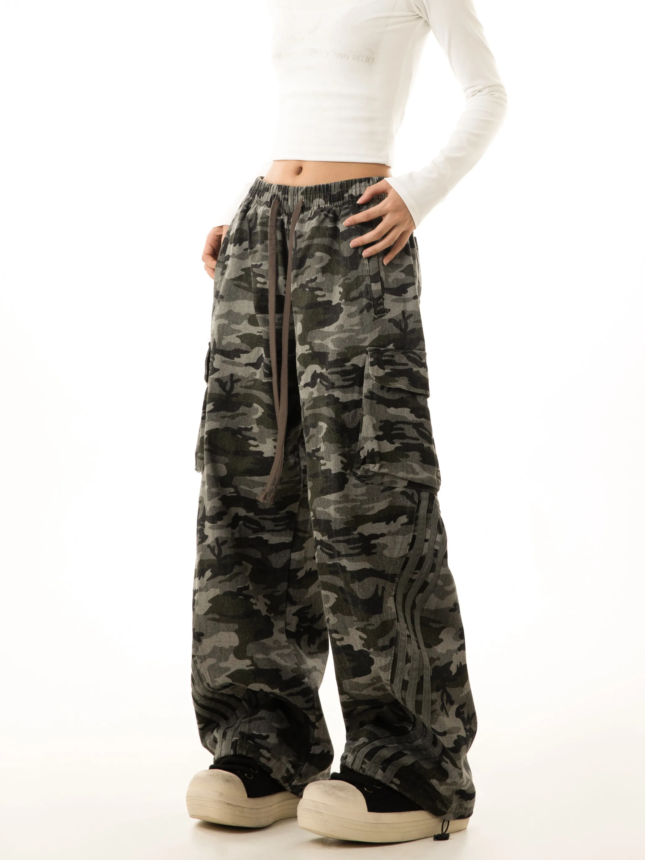 

Американские футболки, спортивные брюки, мужские свободные прямые повседневные широкие длинные брюки, женские камуфляжные брюки для спецодежды