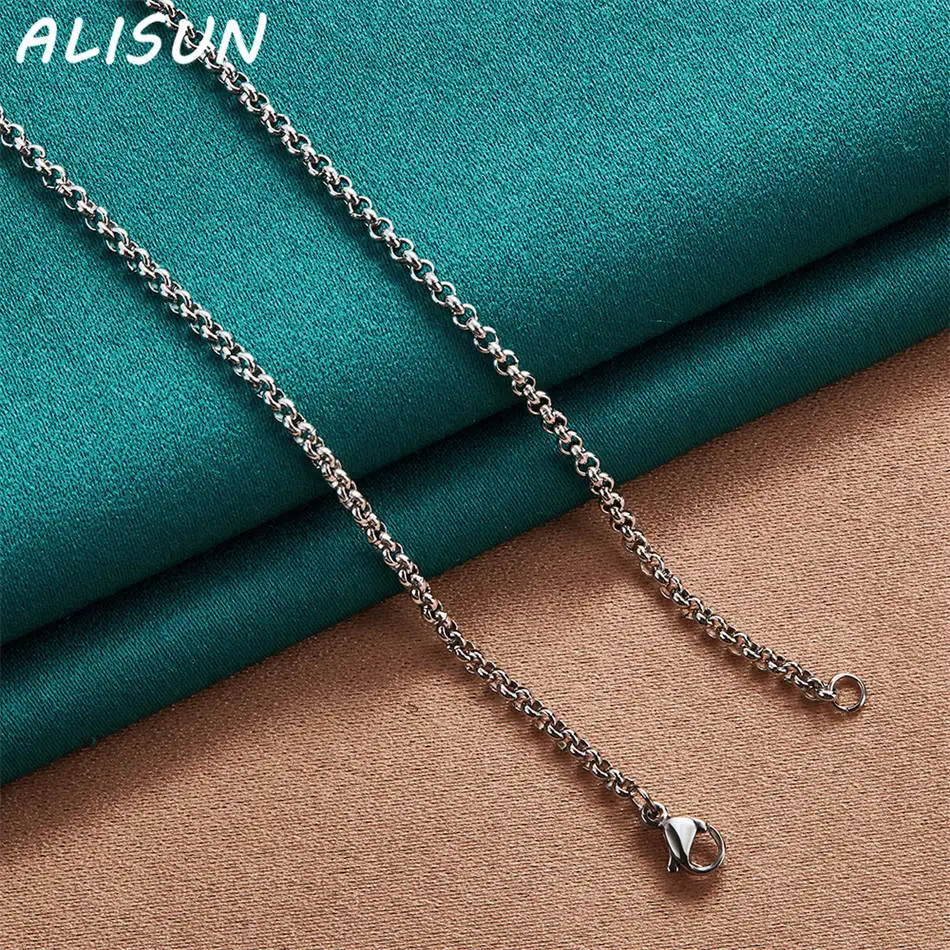 

ALISUN 925 Sterling Silver Thin Chain Necklace For Women Men Charm Trend Birthday Gifts Fashion Party Fine Jewelry