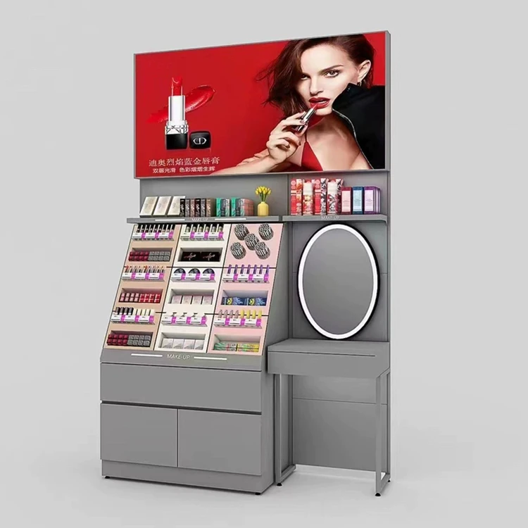 Light Emitting Diode Makeup Shop Mirror Drawer Display Stand