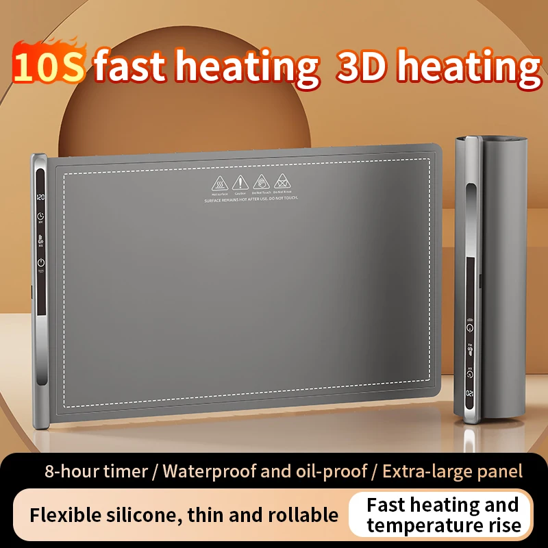 

Складной поднос для подогрева еды, гибкий силиконовый коврик для подогрева еды, теплая разделочная доска, постоянная теплая посуда, электрический коврик для подогрева еды