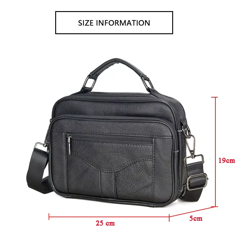 Small Men's Genuine Leather Shoulder Bag Male Natural Leather Handbag Travel Messenger Crossbody Tote for Tablet - view 6