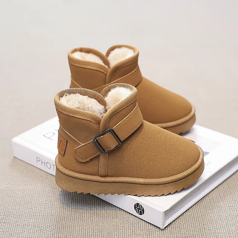 

Boys Thermal Boots Kids Versatile Casual Buckle Non-slip Children Fashion Simple Non-slip Girls Snow Boots Cotton Winter Autumn