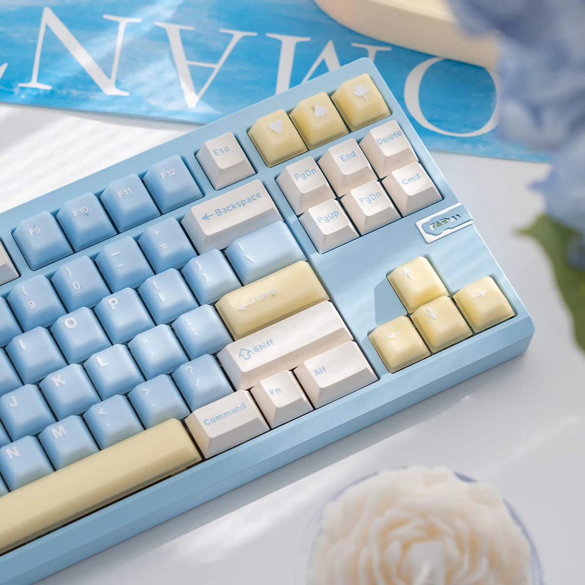 Bloqueio de cor bonito keycaps semi transparente teclado mecânico keycaps cereja perfil azul rosa 164 keycaps personalizado