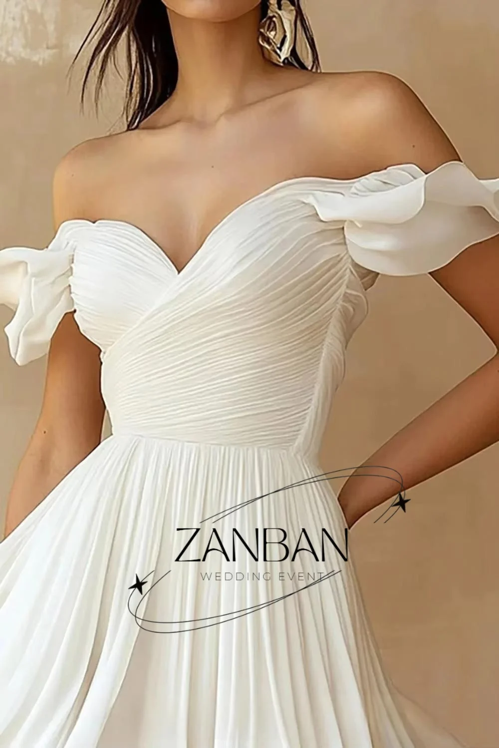 ZanBan Vintage Lace Mini Wedding Party Dresses V-Neck Flare Sleeves Bridal Gown Custom Short Dresses Vestidos Novias Boda Women