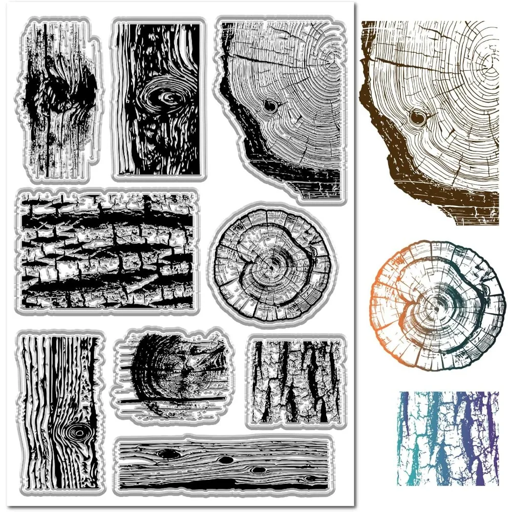 

A5 Grain Wall Clear Stamps Vintage Wood Grain Crack Rubber Stamps Reusable Background Postmark Transparent Silicone Stamp Seals