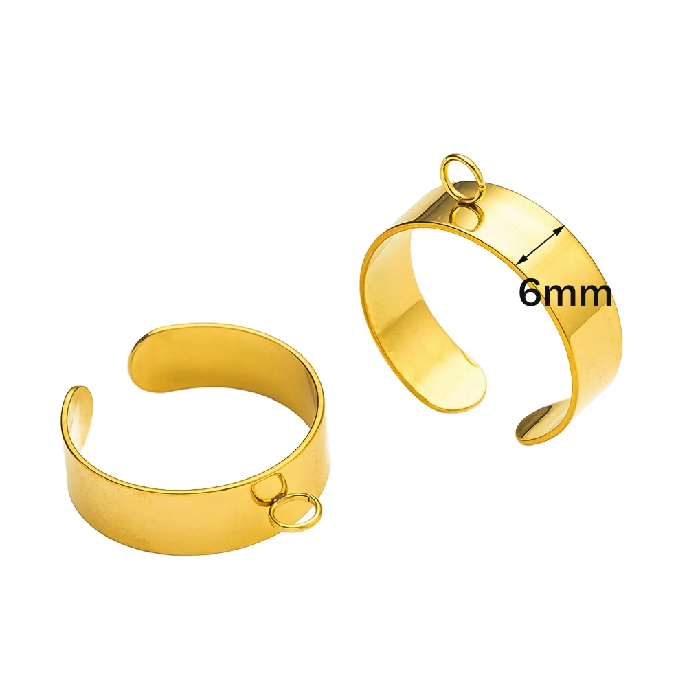 5Pcs Stainless Steel Chunky Wide Rings for DIY Jewelry Making