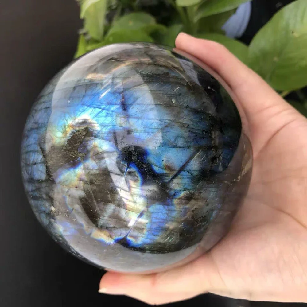Natural Labradorite Ball Crystal Ball Pull Feldspar Ball Ornaments Blue Elongated Stone Polishing Ornaments Gift Ball 40mm-70mm 5
