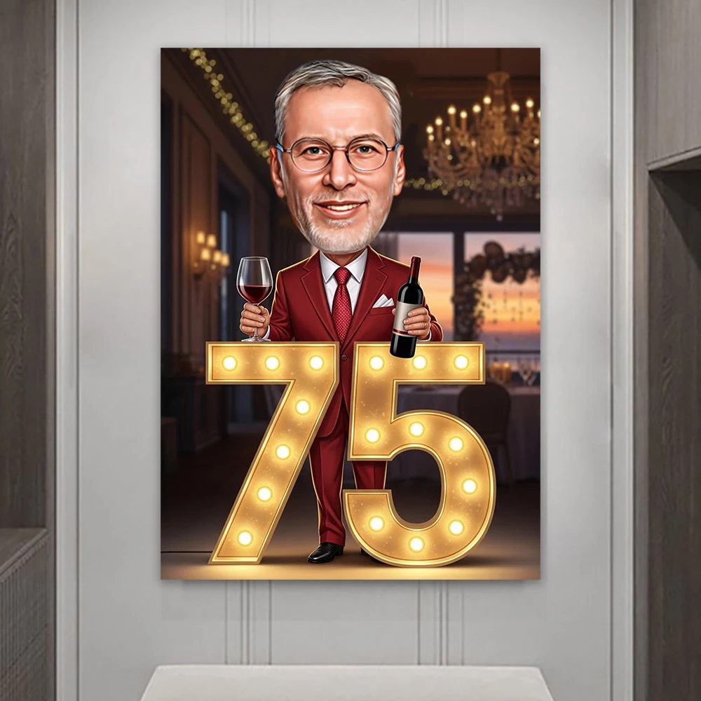 

Custom 60th Birthday Caricature for Him Prints Funny Gift for Men Turning 50th Art Poster Personalized 50th Birthday Gift Decor