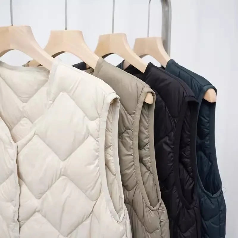 Herbst Winter Frauen lange Daunen weste Jacke leichte dünne weiße Enten Daunen weste Parkas weibliche ärmellose große Größe warmen Tank Mantel