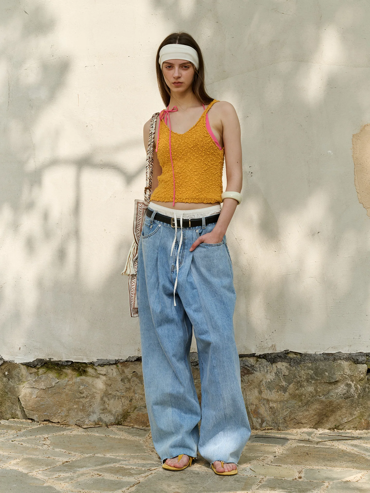 

Джинсы Asilike оверсайз с широкими штанинами и карманами-«пакетами», из денима, с цветными блоками, повседневные, хлопковые, женские