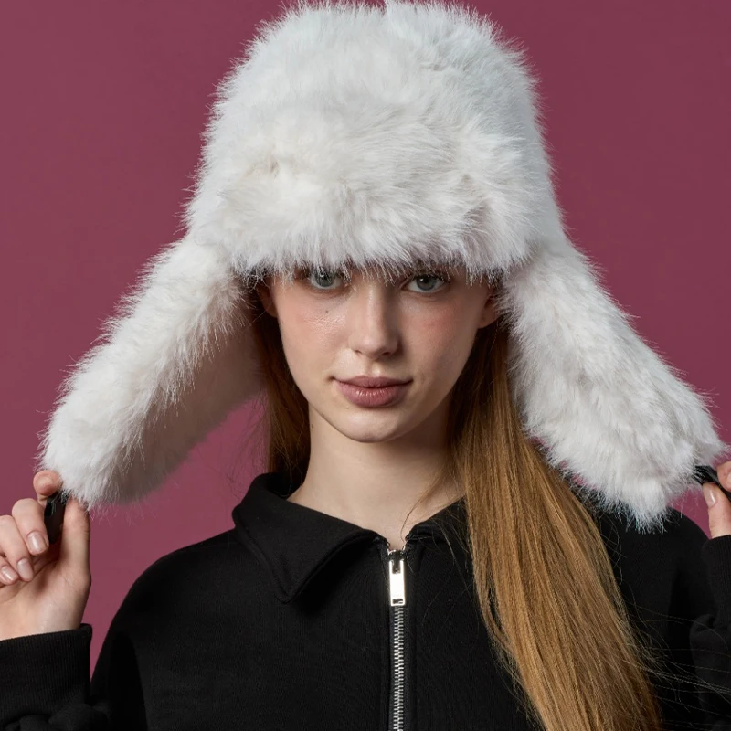 

Унисекс шапка-траппер из искусственного меха норки, зимняя ветрозащитная шапка с ушками, плюшевая шапка для женщин и мужчин, уличные шапки в рыбацком стиле для снега и холодной погоды