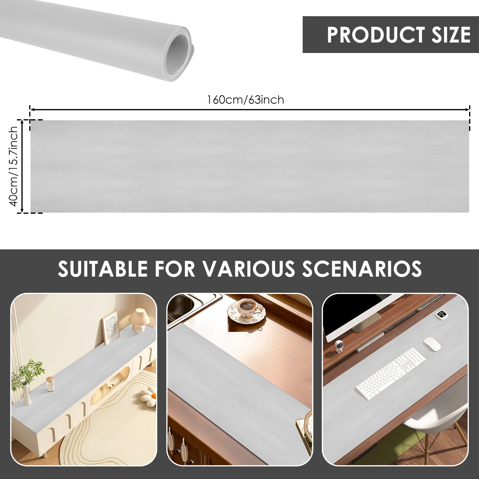 63 بوصة مقاوم للماء حصيرة مكتبية بولي كلوريد الفينيل الجلود غطاء طاولة مكتب السلس متعددة الأغراض طاولة شاي حامي حصيرة لخزانة مكتب المنزل