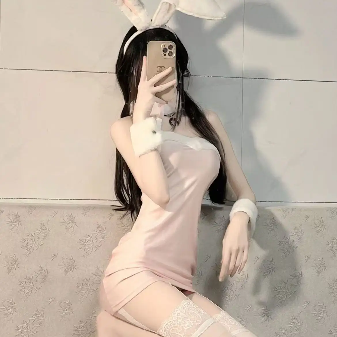 Fsia Sexy de Coelhinha com Saia Curta para Dança em Tema de Natal e loween, Saia Alta com Cintura Envolvente em Cor Pura