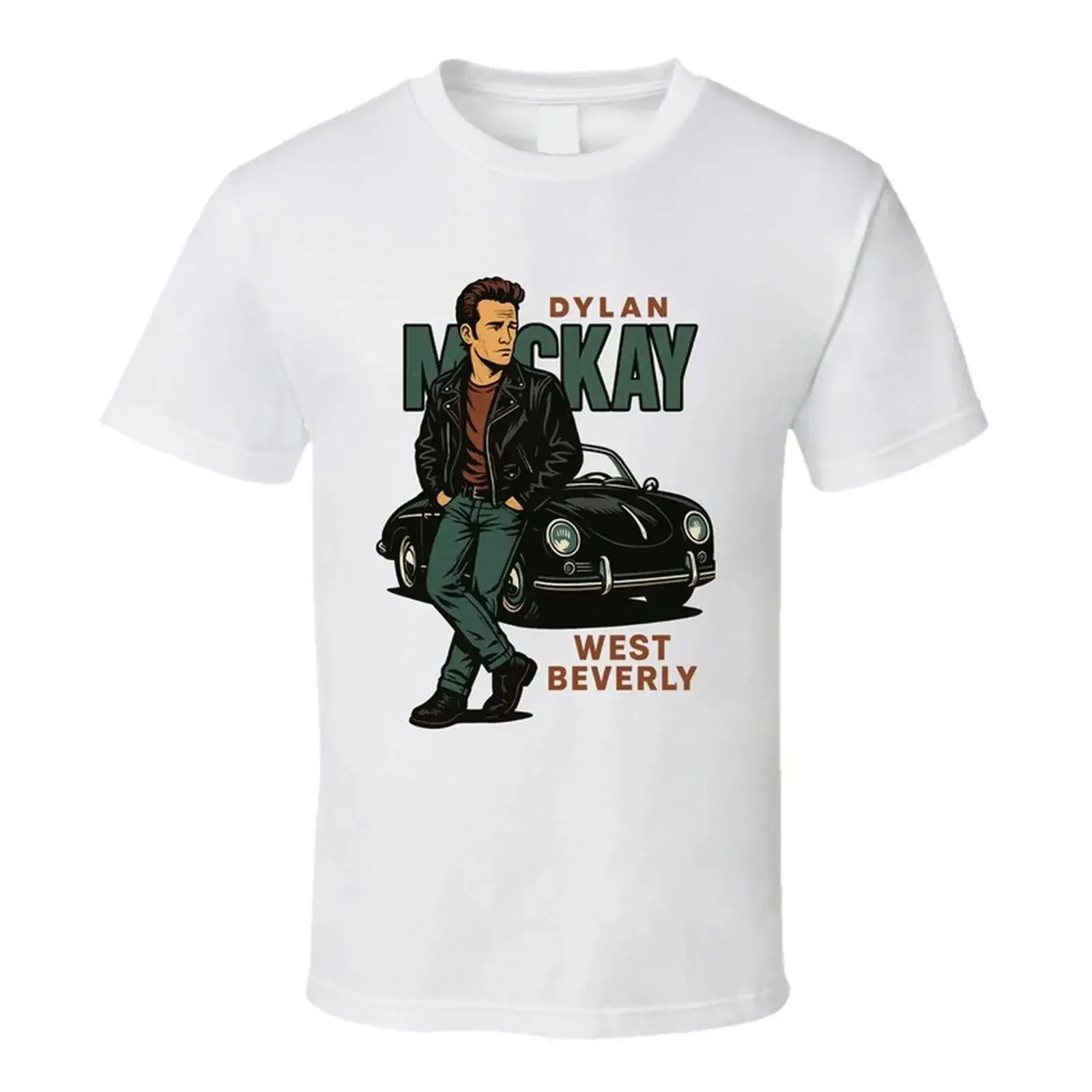 Dylan McKay Beverly Hills 90210 Karikatur Retro Look Fan T Shirt vintage Washed Casual Unisex fashion homme Stylish Stretched