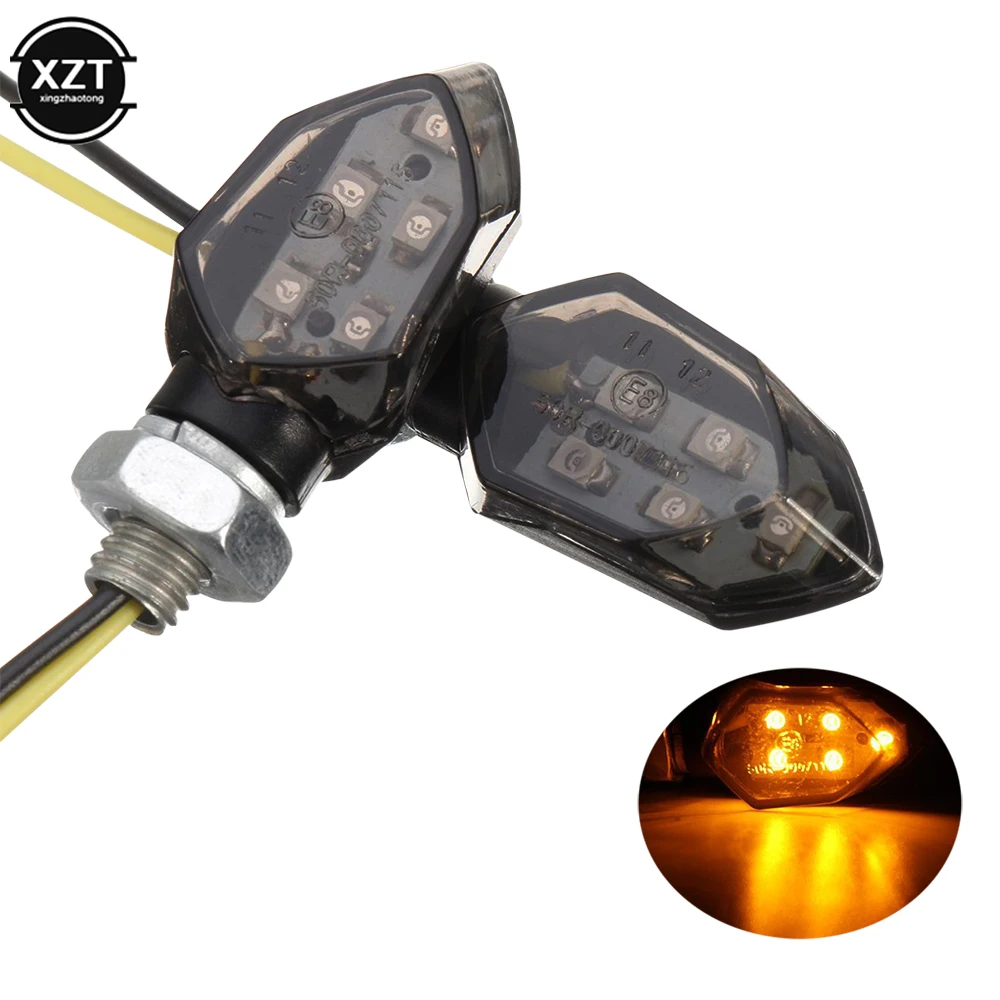 4PCS/set Mini Motorcycle Smoke Lens Turn Signal Light 5LED 12V Amber Blinker Indicator Lamp Motorcycle Universal Easy to Install image 2
