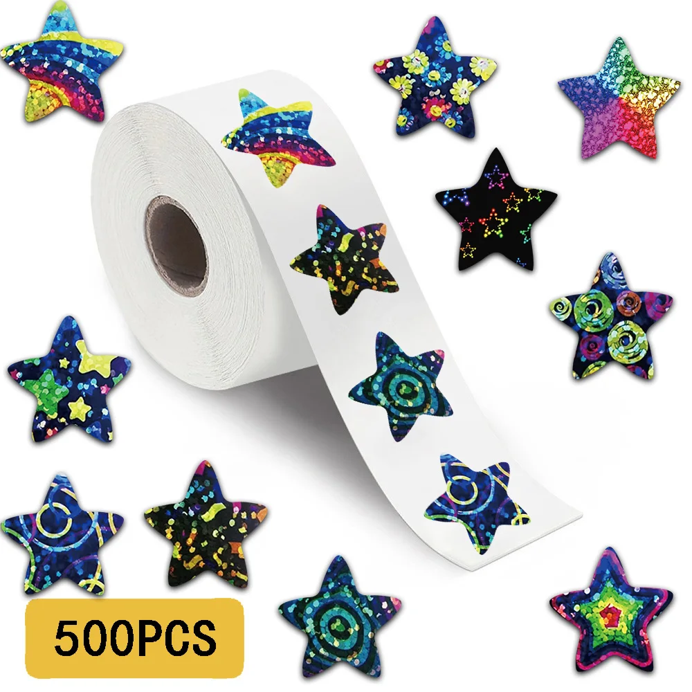 

500 шт. красочные и красочные наклейки со звездным рулоном, классические детские награды, наклейки для хранения телефона, коробка для хранения воды, наклейки для ноутбука