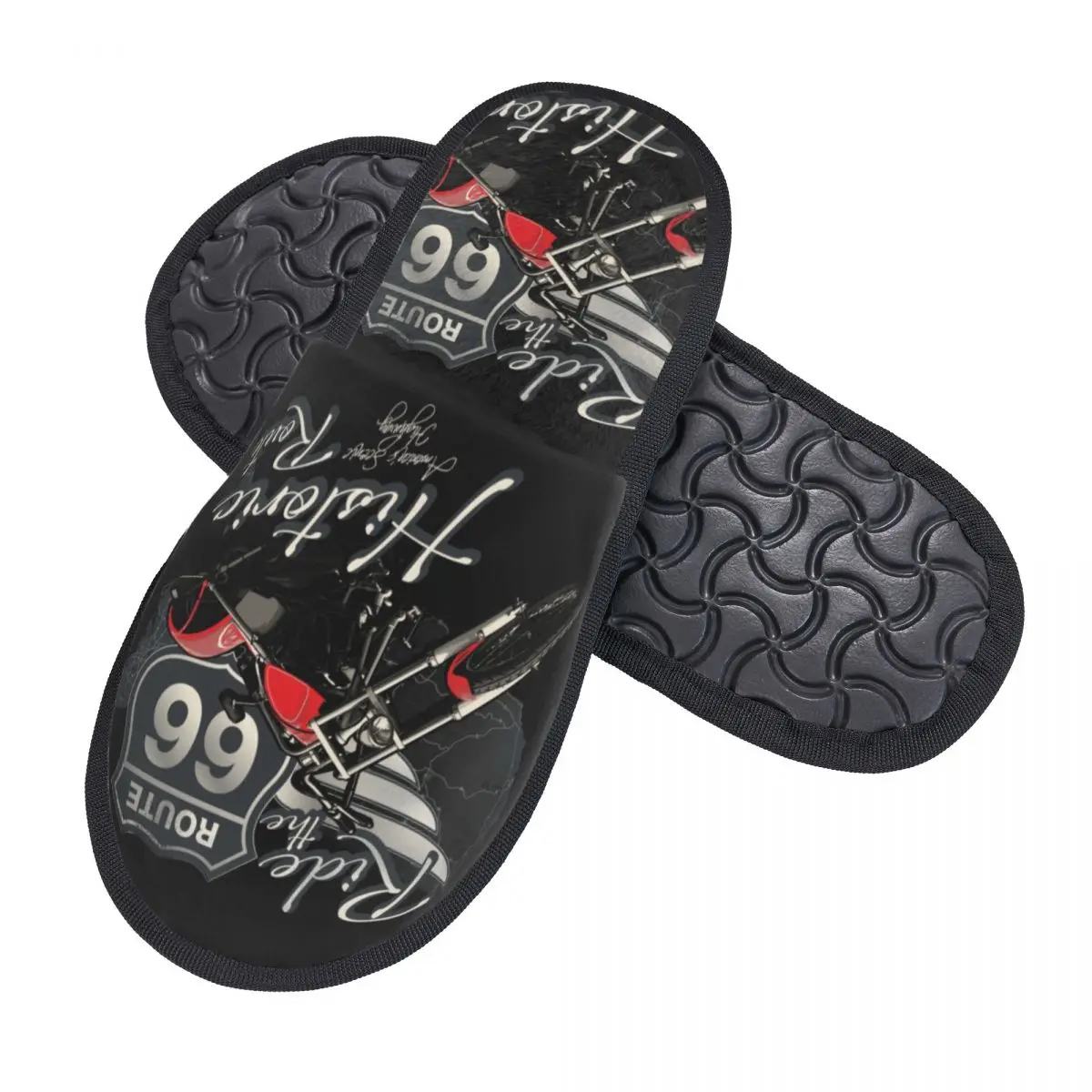 Custom Travel Ride The Historic Route 66 Comfy Scuff Memory Foam Slippers Women USA America Highway Bedroom House Shoes