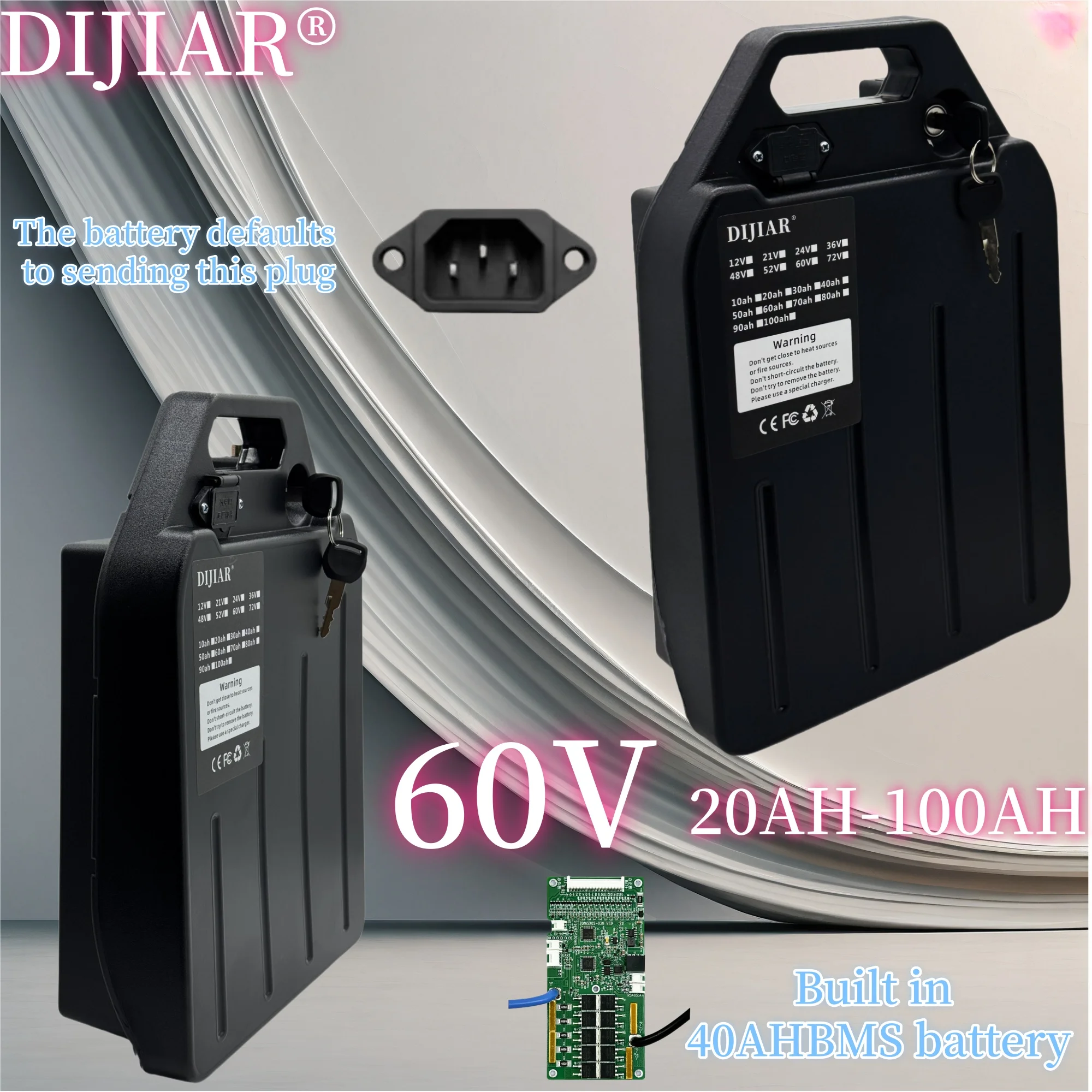 

60VAir transportation, 60V18650 lithium-ion battery 20AH-100AH Harley electric motorcycle 250W~3000W, built-in BMS system