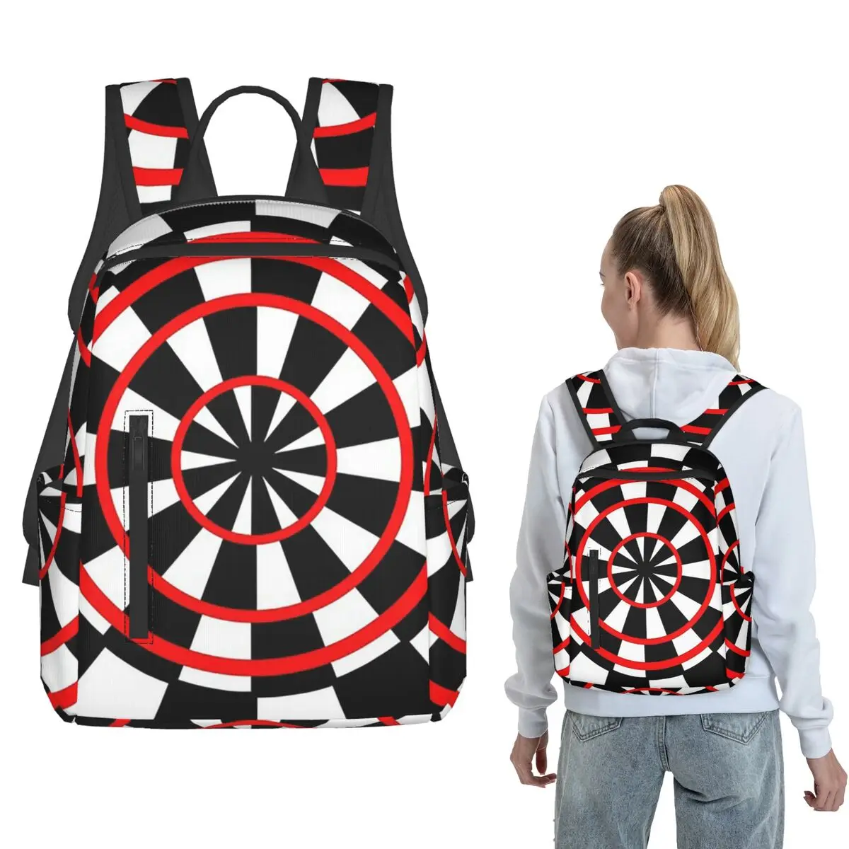 

Black Dartboard Backpack Large Capacity Kids BookBag School Bag Shoulder Bags for Men Women