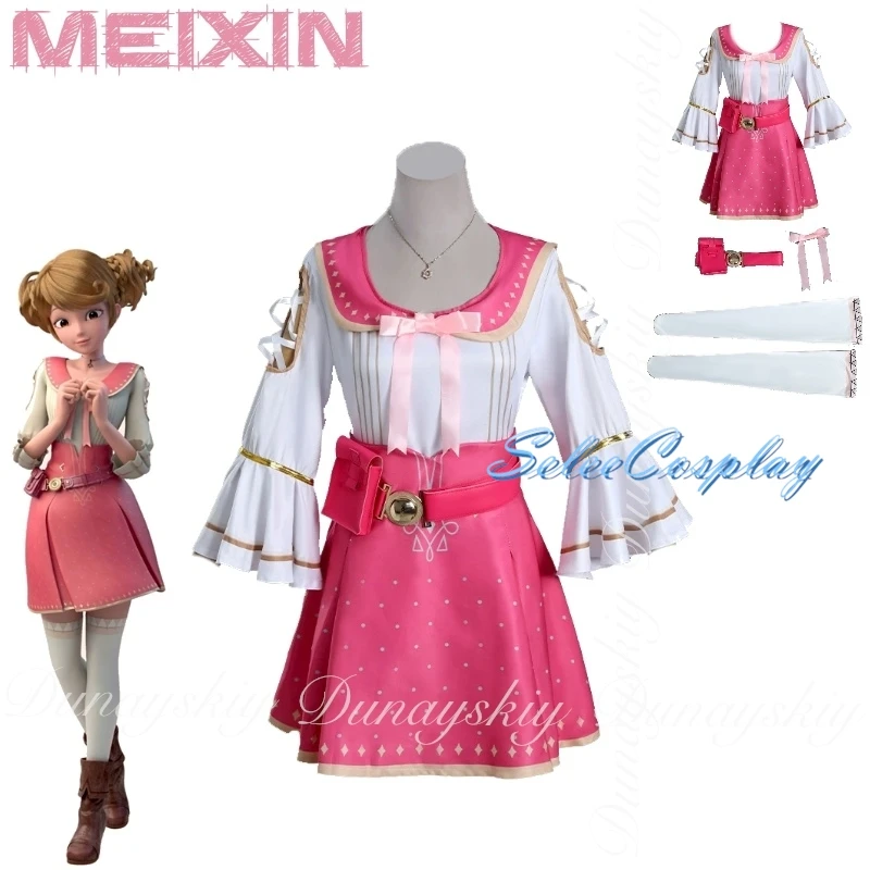 star-academy-3-pandora's-secret-anime-meixin-cosplay-brown-updo-wig-white-pink-dress-full-set-costume