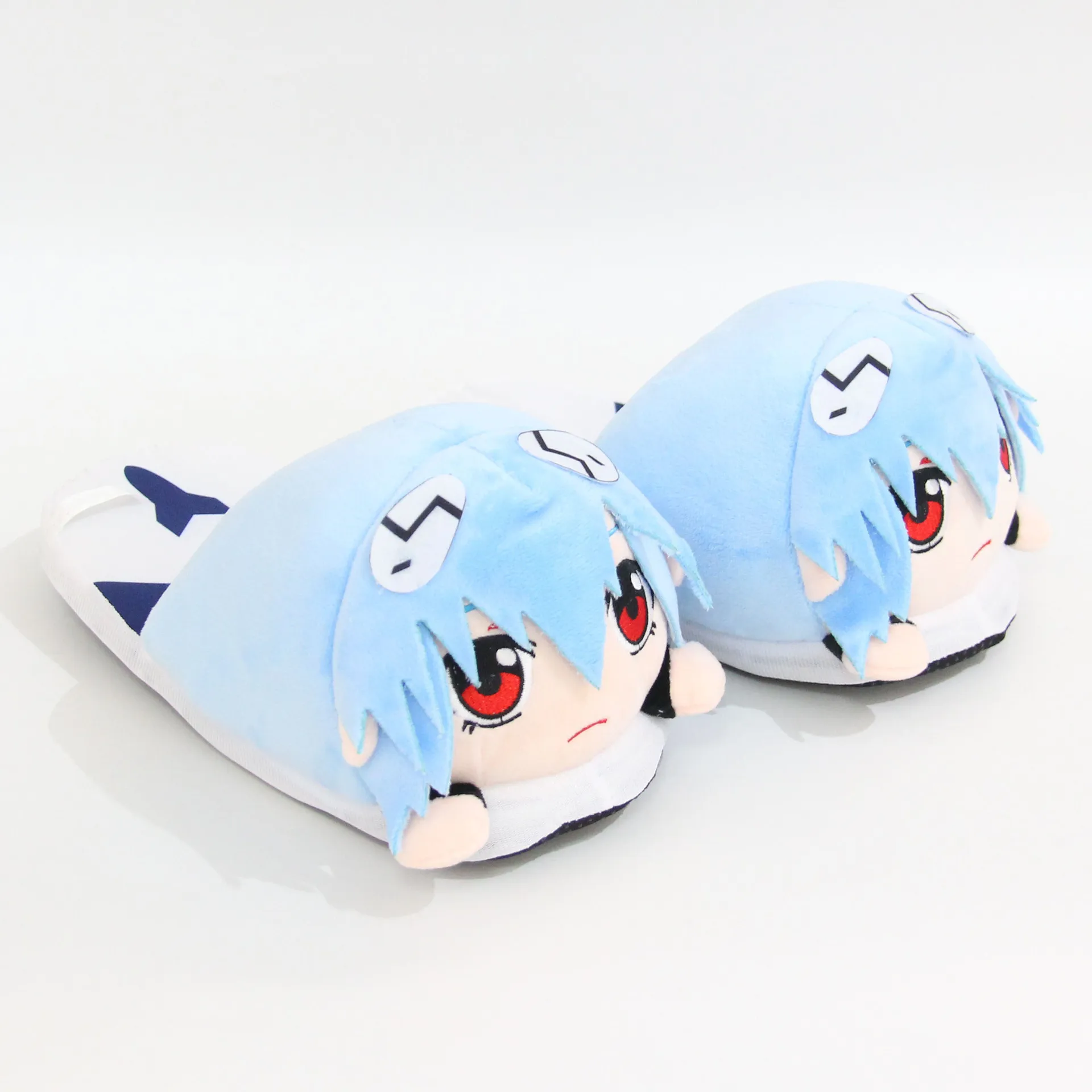 EVANGELION Rei Cotton Slippers Anime Plush Slippers for Men Women Cartoon Fluffy Shoes Home Indoor Slippers Winter Warm Shoes