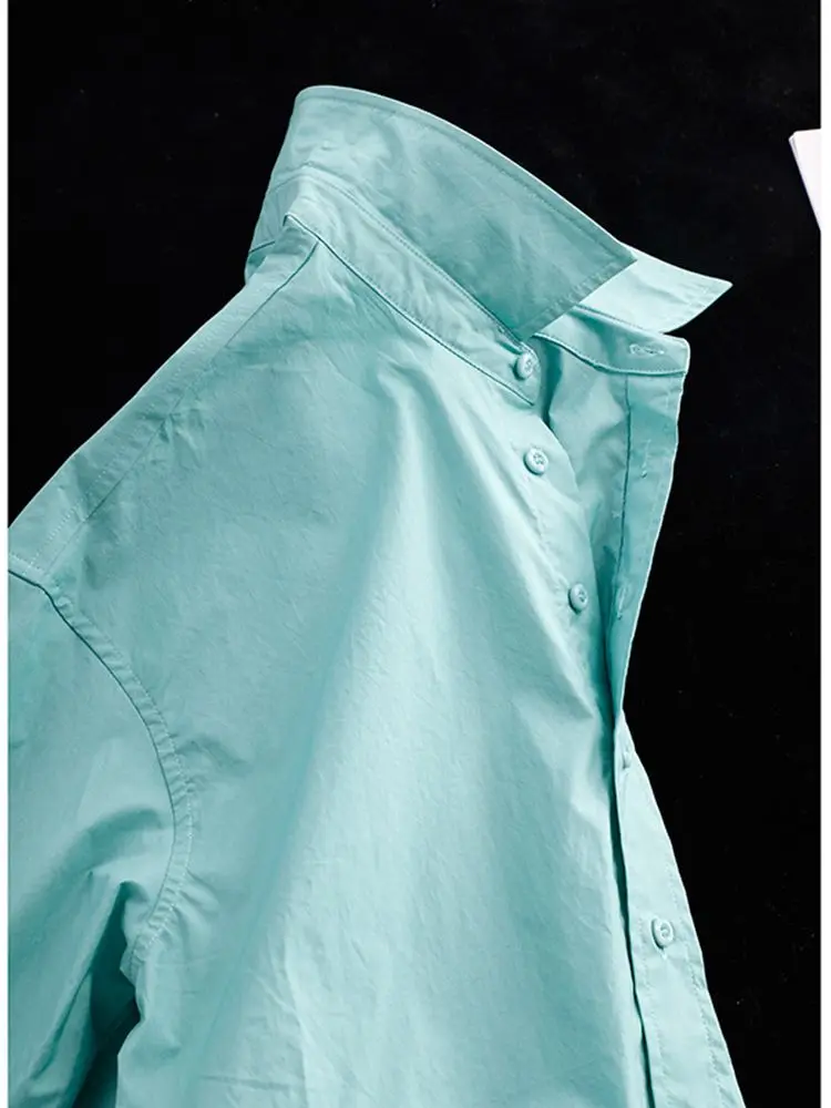 Ele Donna irt Lake Blue Abbigliamento interno Pendolarismo Sle Lungo Sve Lunghezza regolare Top in seta Faionable Fem Abbigliamento