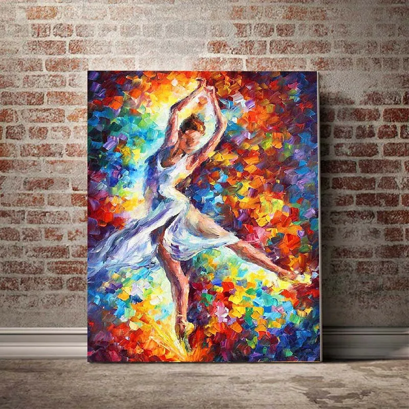 Ballet dancers multicolor colorful one-legged rotating jumping dance decorative painting abstract painting DIY digital painting