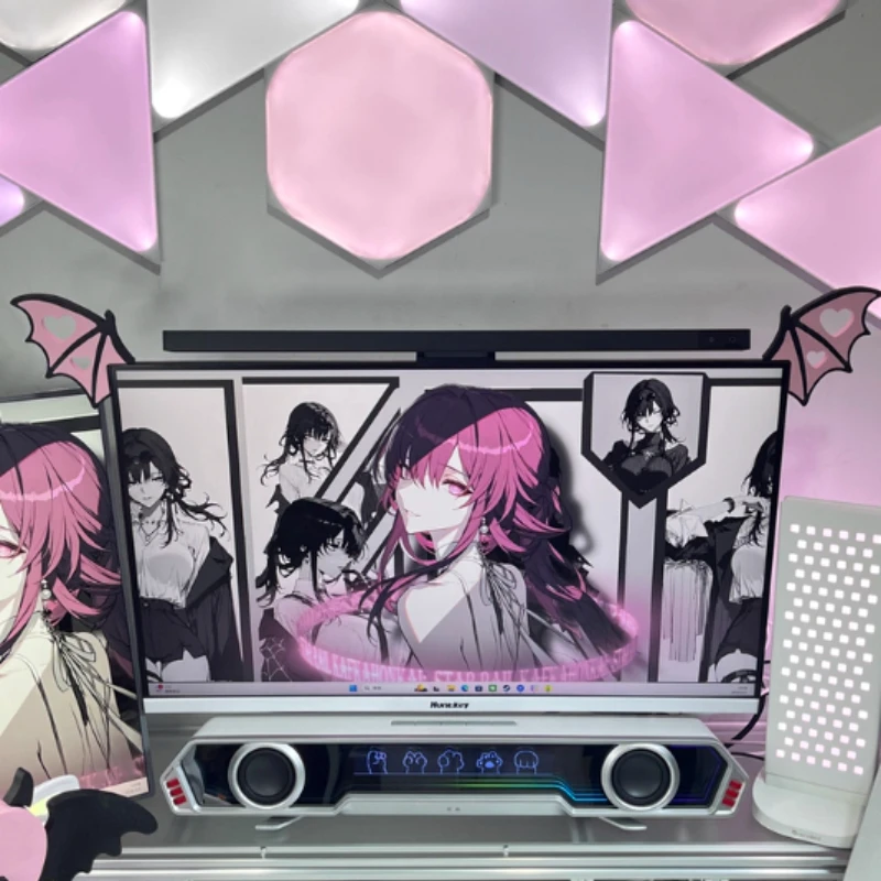 Cute Demon Wings Monitor Decoration Custom Game Table Computer Screen Ornament Kawaii Anime Style Computer Accessory for Girls