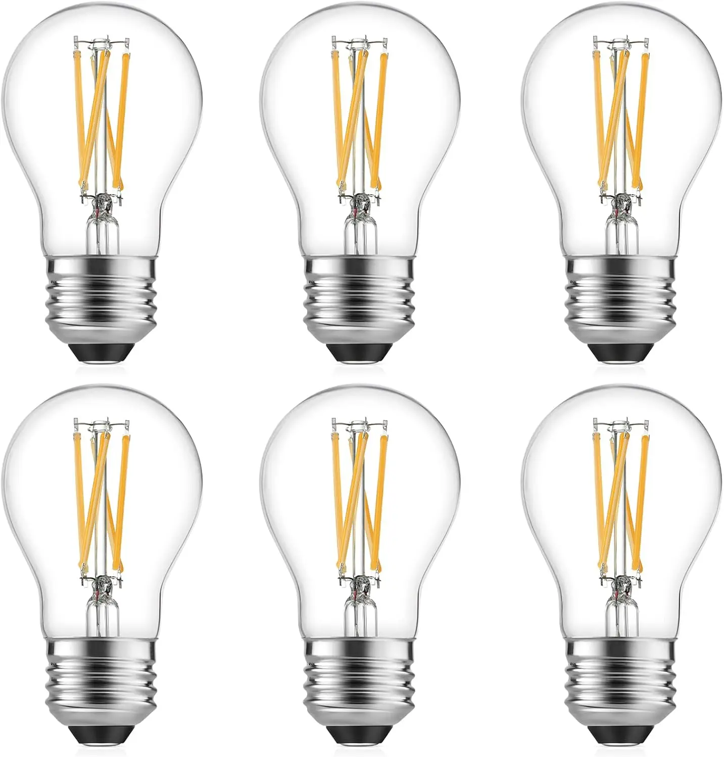 

Dimmable A15 LED Bulbs 6W (60W Equivalent) 2700K Warm White 700LM E26 Base 6-Pack for Ceiling Fans & Appliances