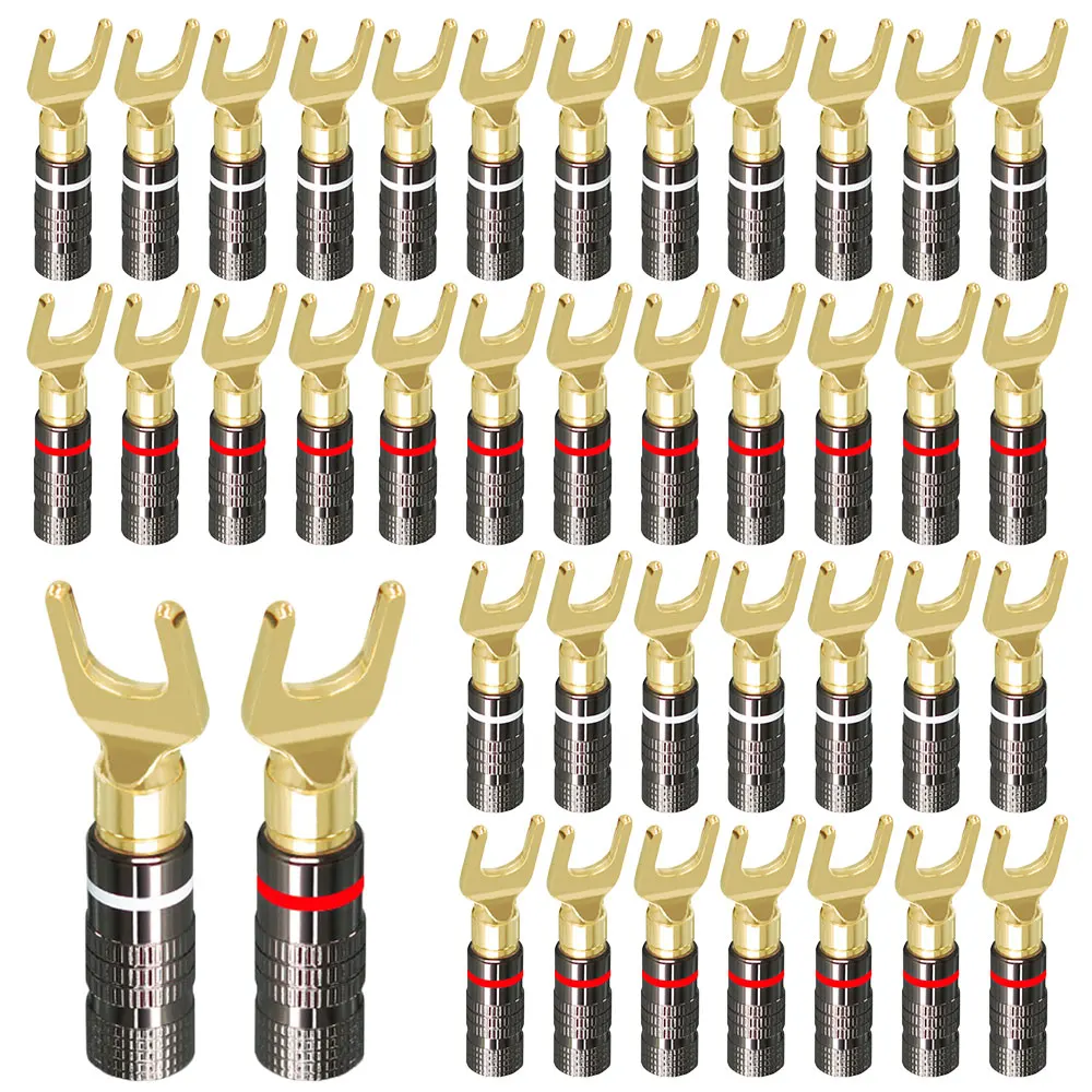 24k Gold Plated Speaker Banana Plugs Hifi High Quality HiFi 4mm Audio Speaker Cable Connector Banana Jack Plugs