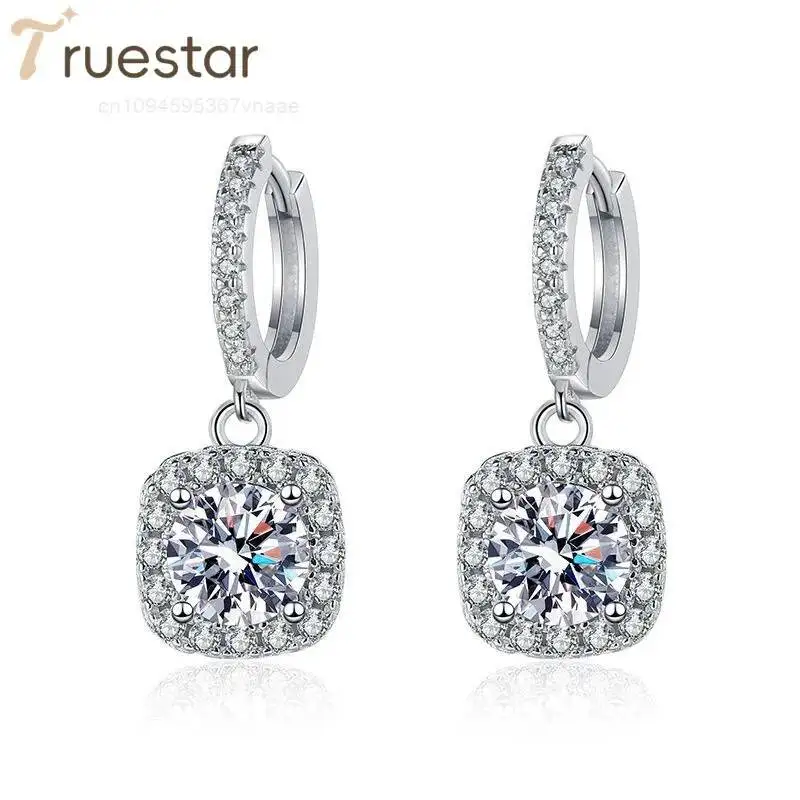 

Fine Jewelry Wholesale 2ct Moissanite Classic Square 925 Sterling Silver Earrings for Women Engagement