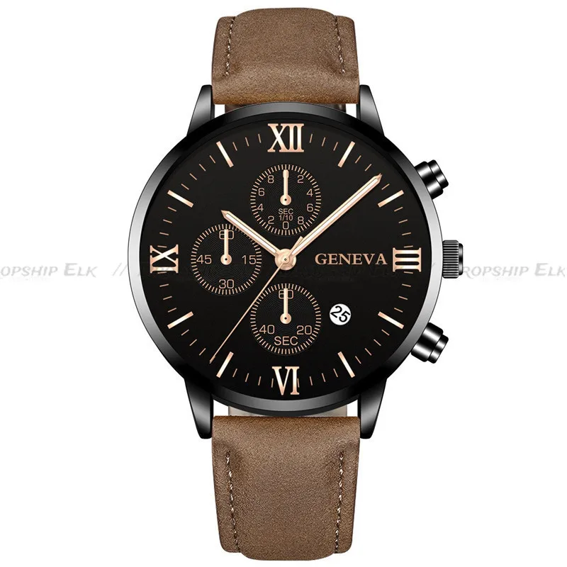 Zwart Quartz Horloge Heren Romeinse Wijzerplaat Horloge Mode Ronde Datum Quartz Horloge Voor Sport Logios Masculino Relojes Para Hombres