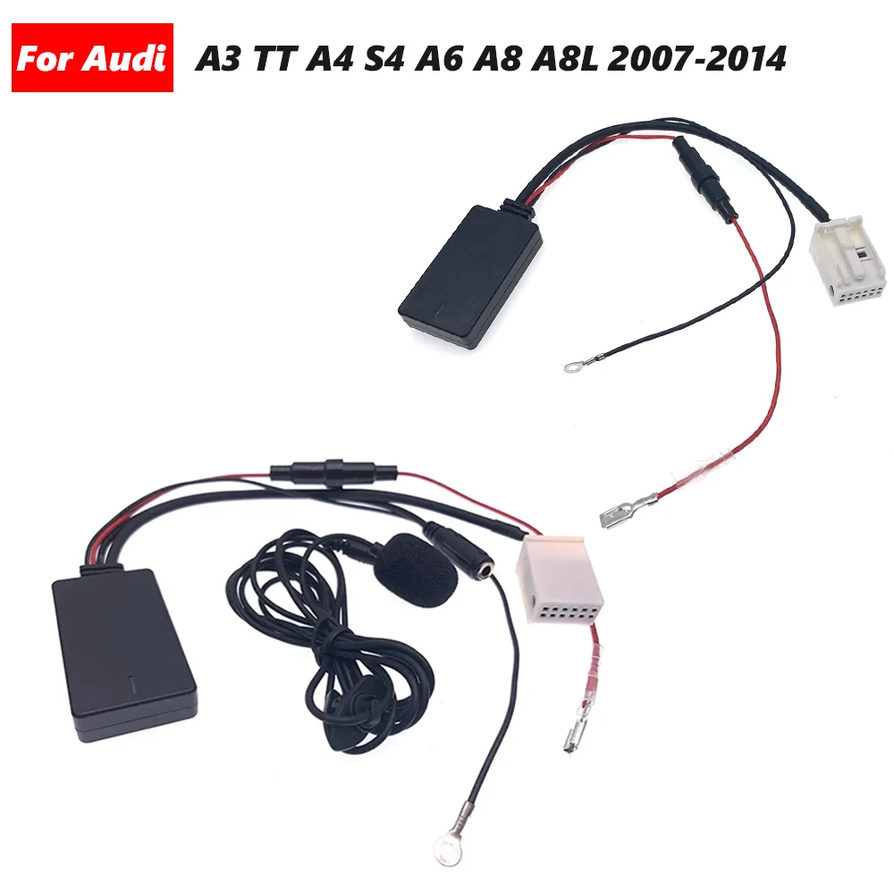 12Pin Wireless Audio Input Car Bluetooth Module Aux Cable Adapter For Audi A3 TT A4 S4 A6 A8 A8L 2007-2014 Six-disc CD