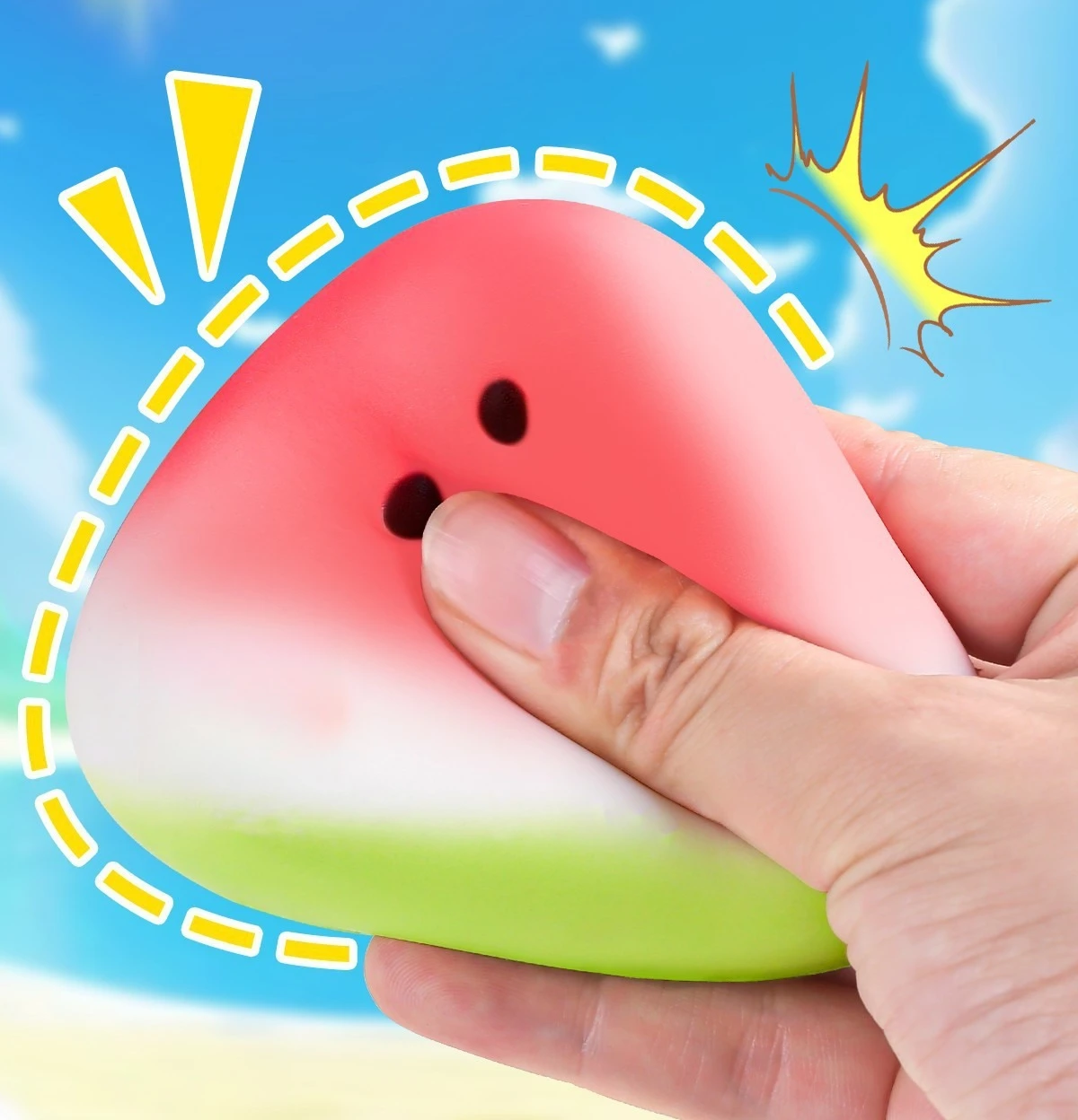 Summer Watermelon Squishy Fidget Toy Slow Rebound Decompression Toy Anti-Stress Slow Rising Fruit Soft Stress Relief Squeeze Toy