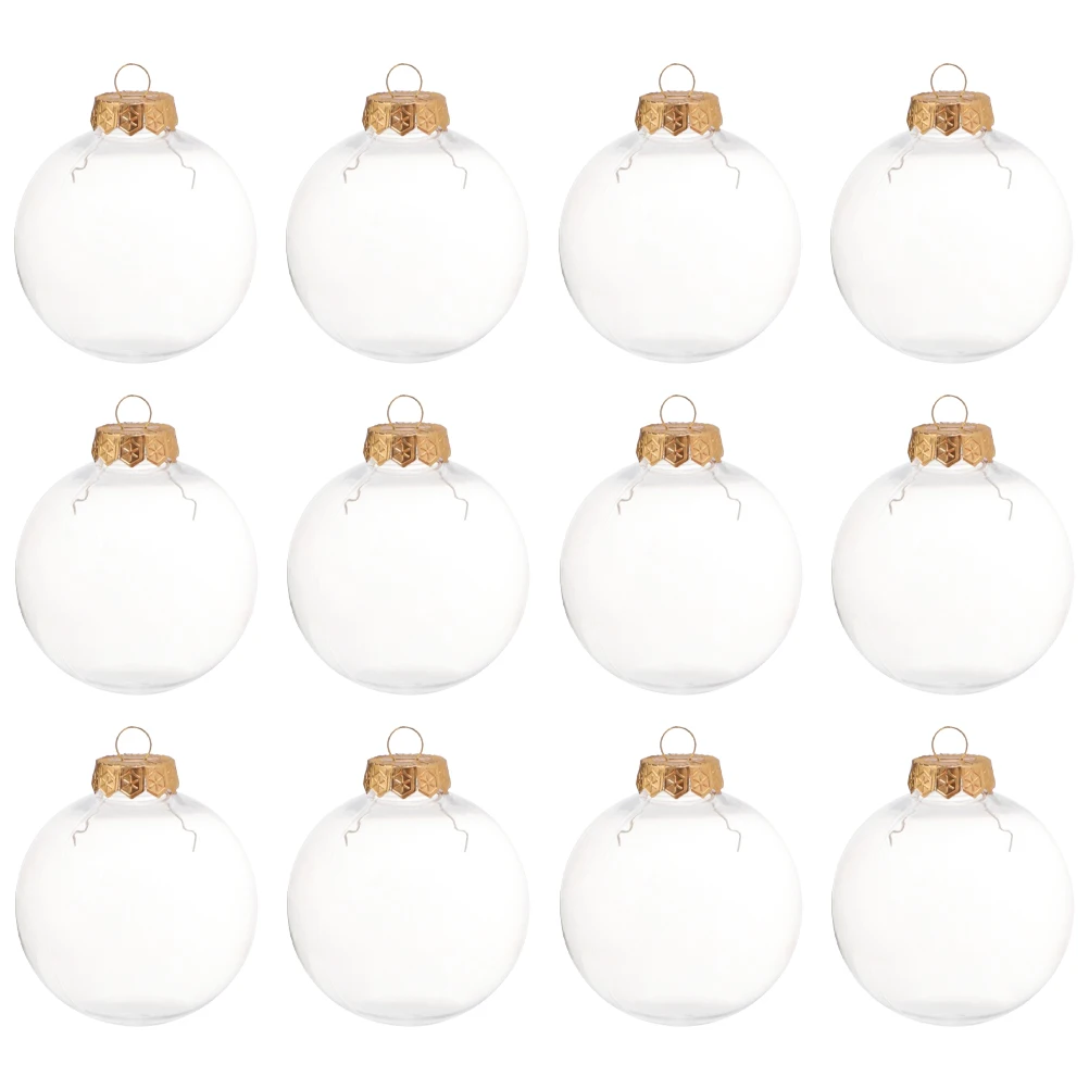 

12pcs Christmas Fillable Clear Plastic Baubles Transparent Hanging Decorations Holiday Party Diy Ornament Supplies Xmas Tree