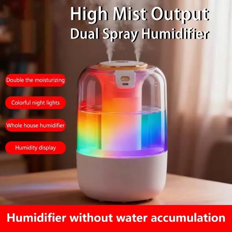 

Новый увлажнитель воздуха 2026 года с цифровым дисплеем, бесшумный, большой емкости, для дома, для беременных, с семицветной подсветкой, очиститель воздуха