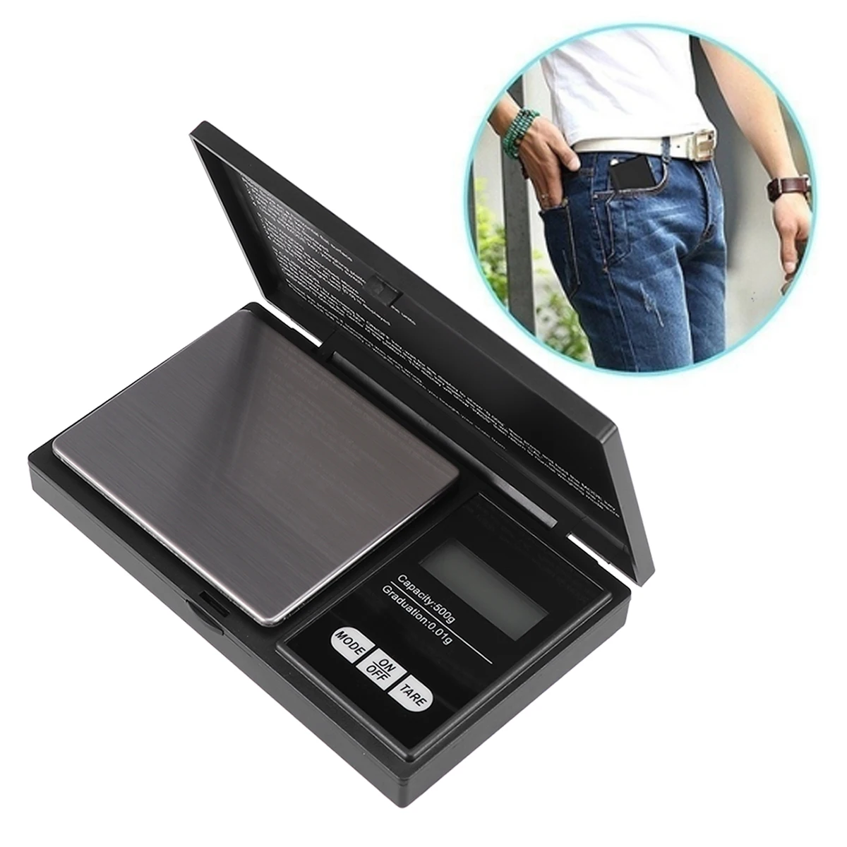 

Digital Jewelry Scale 0.01g Precision 500g Capacity Tare Counting Modes Backlight LCD Suitable Mailing Jewelry Small Pocket